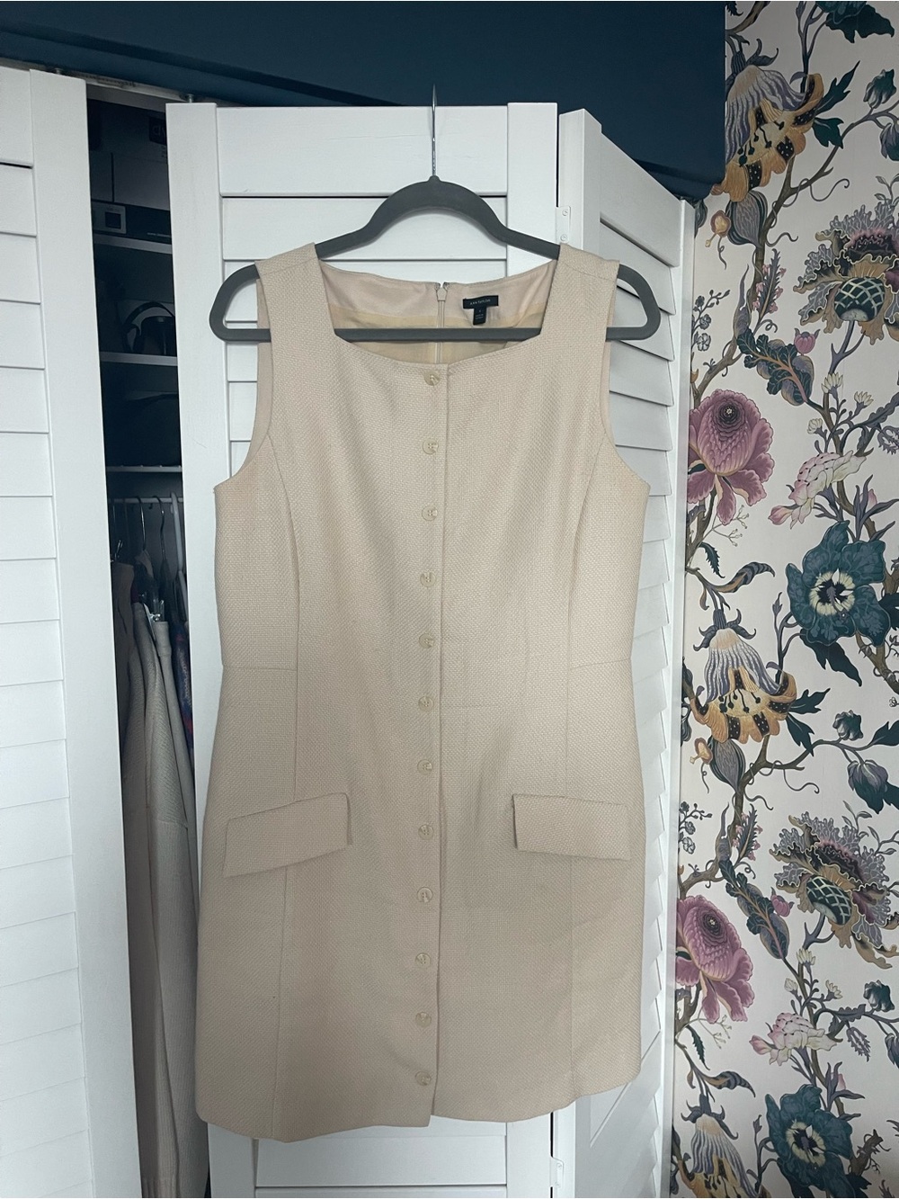 Banana Republic Beige Sleeveless Button-Front Mini Dress